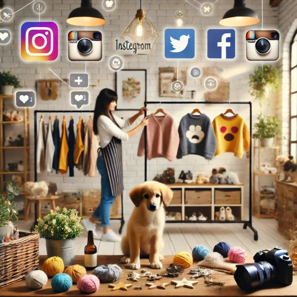 Promociona tu negocio de ropa para mascotas con contenido visual atractivo en redes sociales como Instagram y Facebook